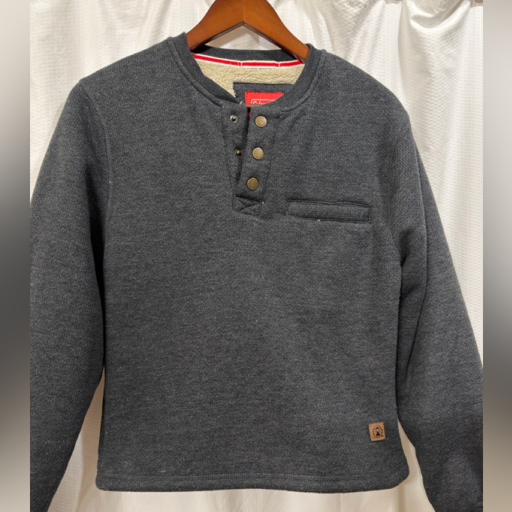 Coleman Boy's long-sleeve sherpa-lined waffle henley shirt Sz Adult Small EUC‎